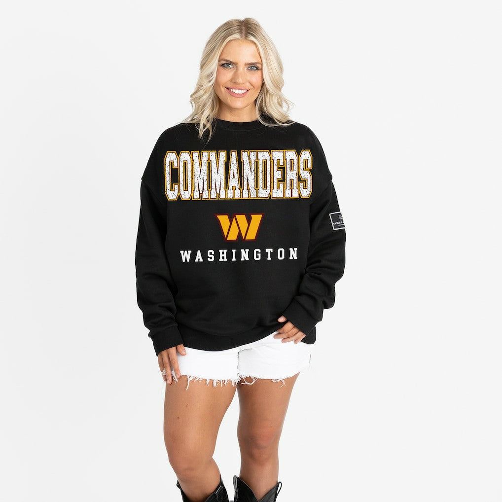 Washington Commanders Gameday Couture Women's Oversized Level Up Black Label Premium Fleece Sweatshirt - Black - NFL
