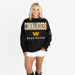 Washington Commanders Gameday Couture Women's Oversized Level Up Black Label Premium Fleece Sweatshirt - Black - NFL