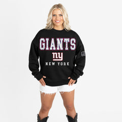 New York Giants Gameday Couture Women's Oversized Level Up Black Label Premium Fleece Sweatshirt - Black - NFL