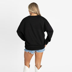 New York Giants Gameday Couture Women's Oversized Level Up Black Label Premium Fleece Sweatshirt - Black - NFL