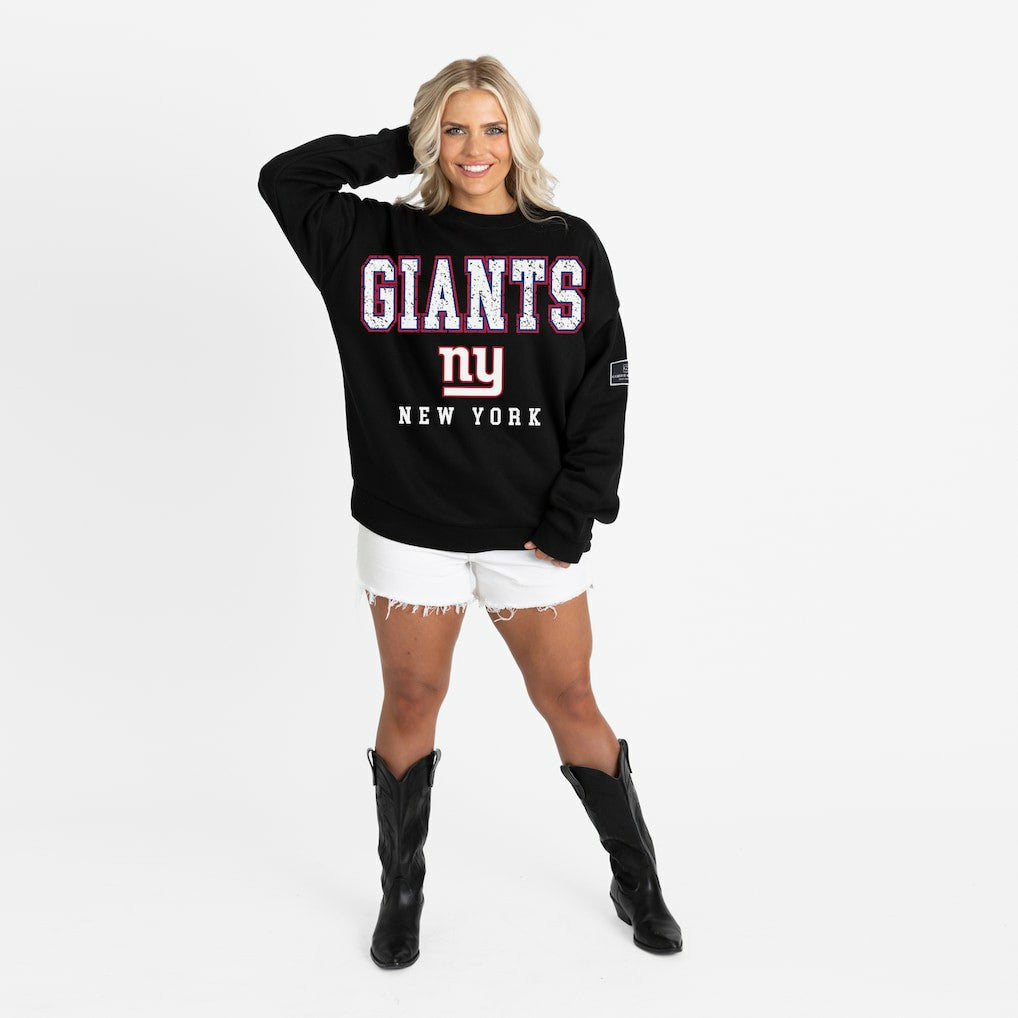 New York Giants Gameday Couture Women's Oversized Level Up Black Label Premium Fleece Sweatshirt - Black - NFL