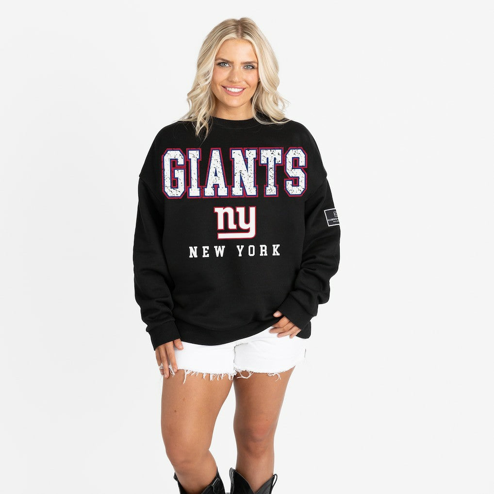 New York Giants Gameday Couture Women's Oversized Level Up Black Label Premium Fleece Sweatshirt - Black - NFL
