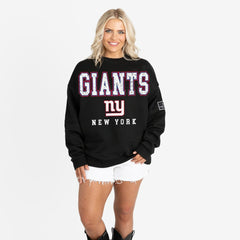 New York Giants Gameday Couture Women's Oversized Level Up Black Label Premium Fleece Sweatshirt - Black - NFL