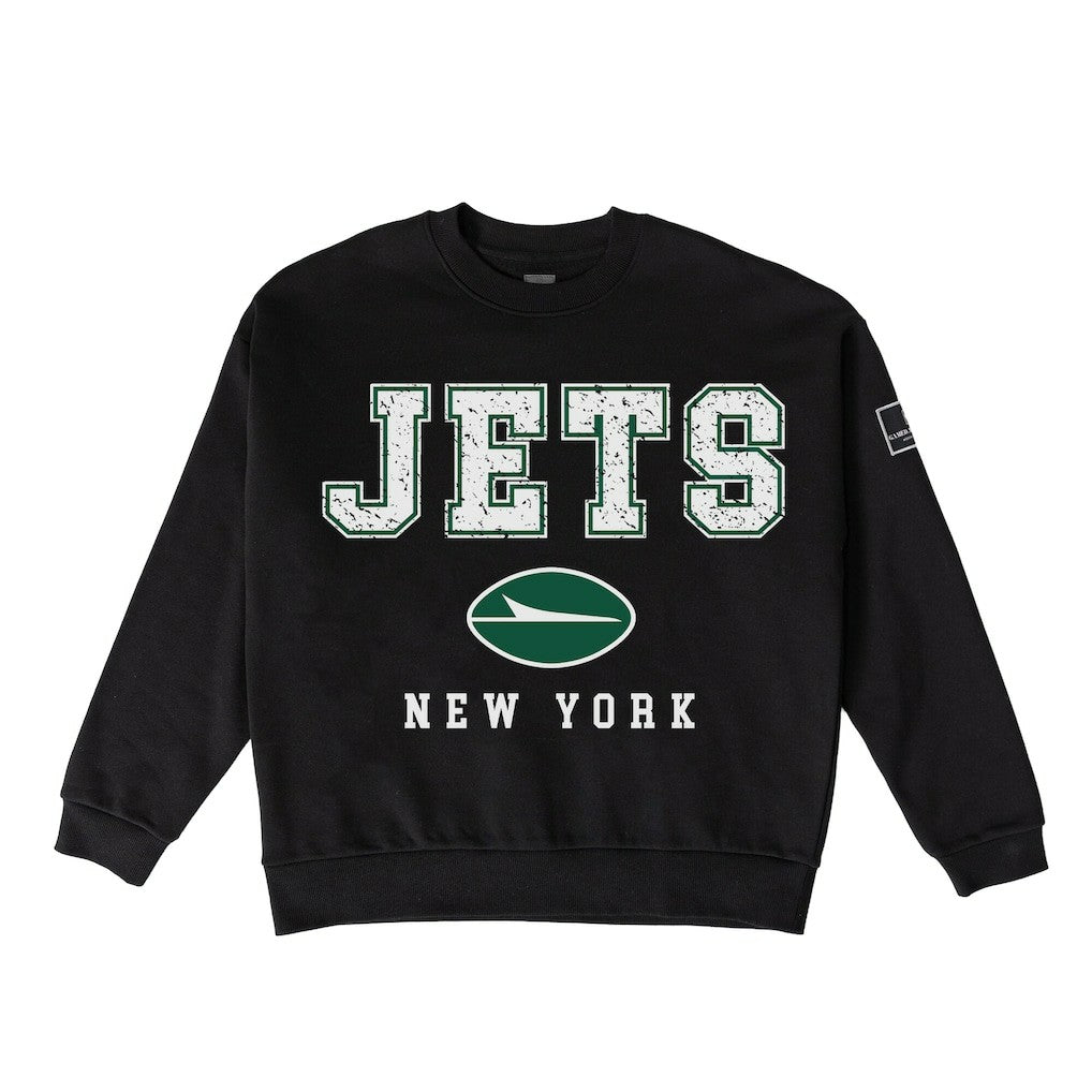 New York Jets Gameday Couture Women's Oversized Level Up Black Label Premium Fleece Sweatshirt - Black - NFL