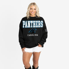 Carolina Panthers Gameday Couture Women's Oversized Level Up Black Label Premium Fleece Sweatshirt - Black - NFL