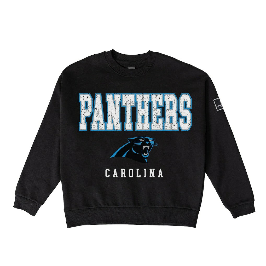 Carolina Panthers Gameday Couture Women's Oversized Level Up Black Label Premium Fleece Sweatshirt - Black - NFL