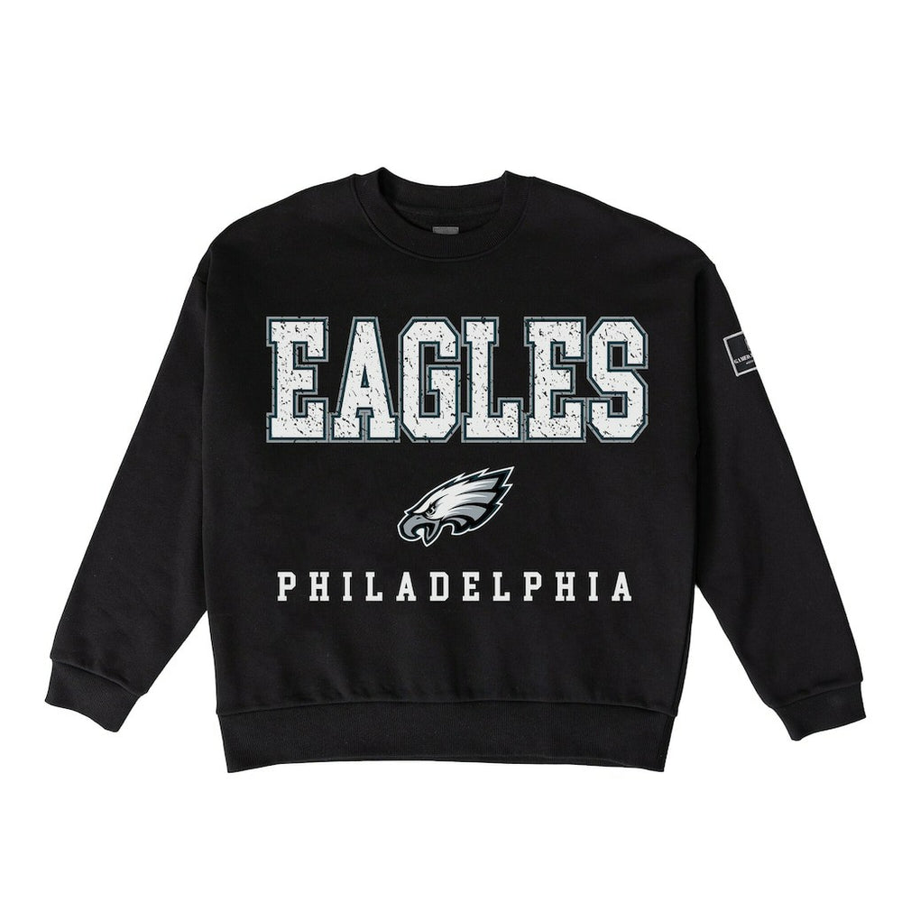 Philadelphia Eagles Gameday Couture Women's Oversized Level Up Black Label Premium Fleece Sweatshirt - Black - NFL
