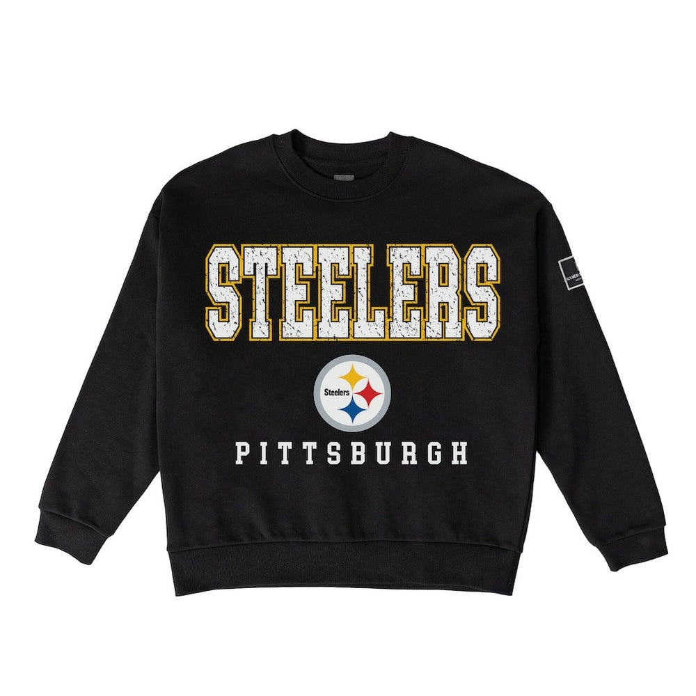 Pittsburgh Steelers Gameday Couture Women's Oversized Level Up Black Label Premium Fleece Sweatshirt - Black - NFL