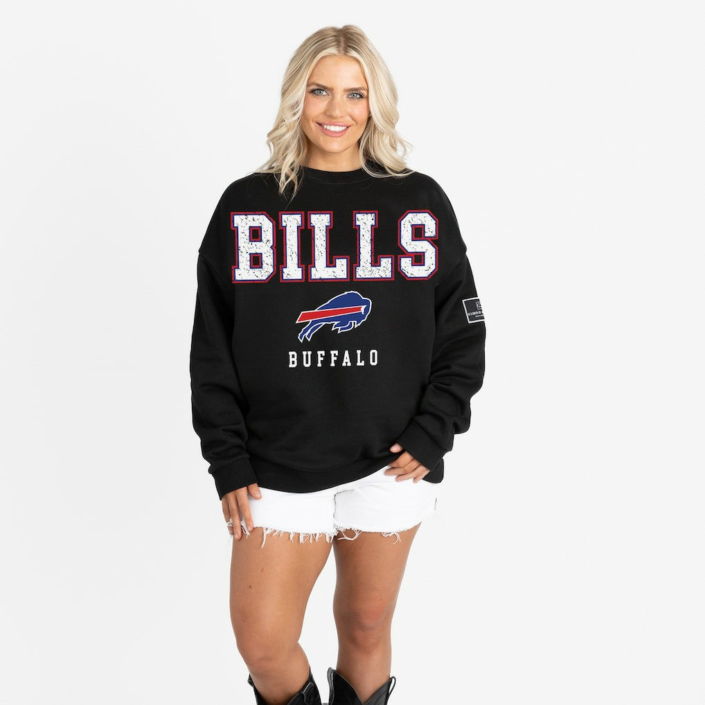 Buffalo Bills Gameday Couture Women's Oversized Level Up Black Label Premium Fleece Sweatshirt - Black - NFL