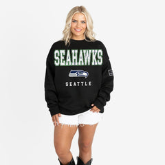 Seattle Seahawks Gameday Couture Women's Oversized Level Up Black Label Premium Fleece Sweatshirt - Black - NFL