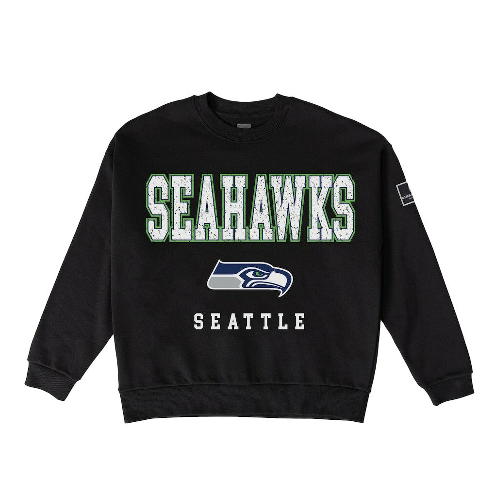Seattle Seahawks Gameday Couture Women's Oversized Level Up Black Label Premium Fleece Sweatshirt - Black - NFL