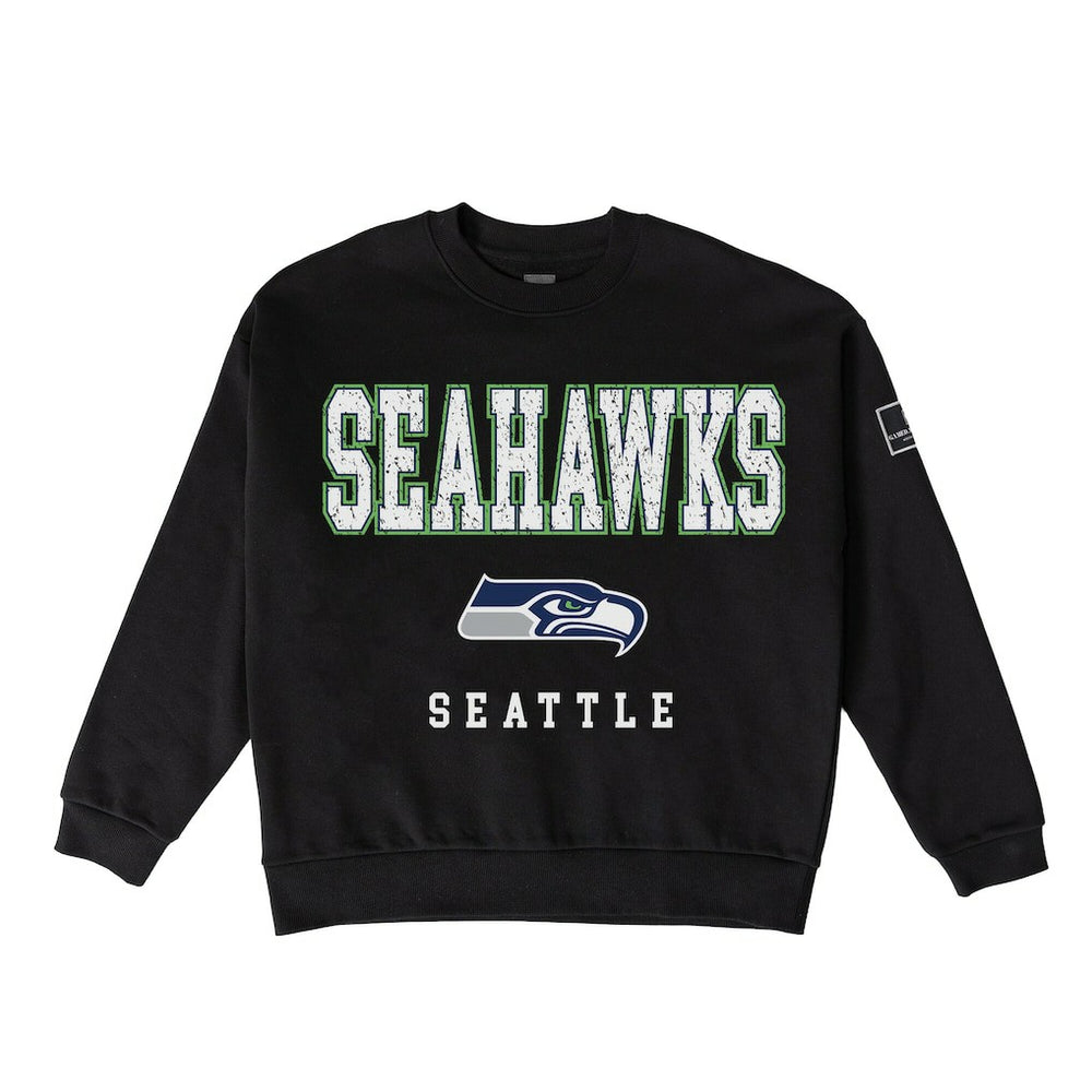 Seattle Seahawks Gameday Couture Women's Oversized Level Up Black Label Premium Fleece Sweatshirt - Black - NFL