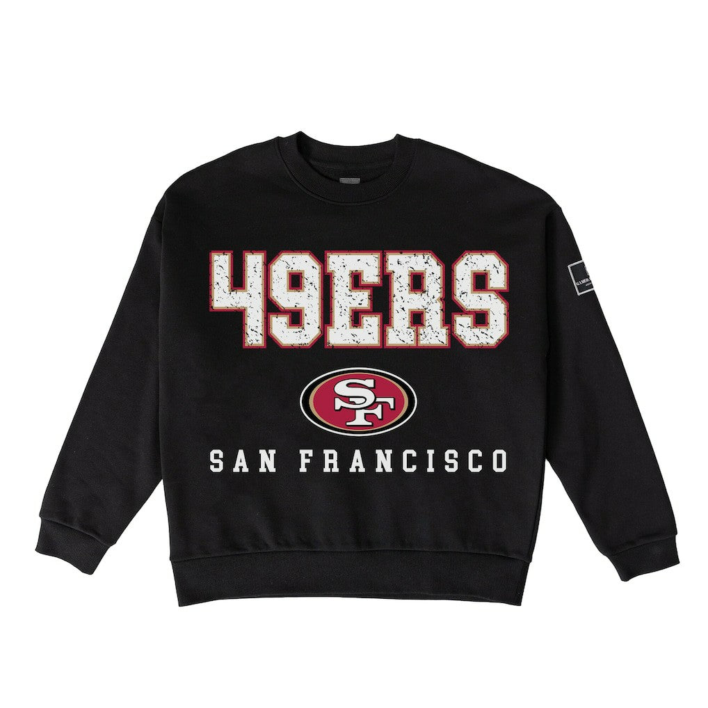 San Francisco 49ers Gameday Couture Women's Oversized Level Up Black Label Premium Fleece Sweatshirt - Black - NFL