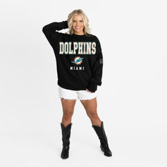 Miami Dolphins Gameday Couture Women's Oversized Level Up Black Label Premium Fleece Sweatshirt - Black - NFL