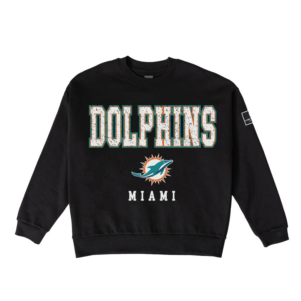 Miami Dolphins Gameday Couture Women's Oversized Level Up Black Label Premium Fleece Sweatshirt - Black - NFL