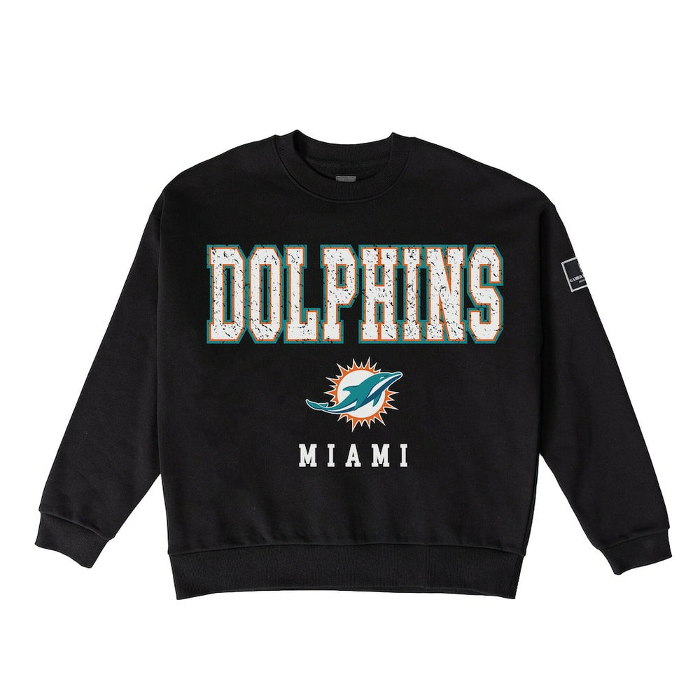 Miami Dolphins Gameday Couture Women's Oversized Level Up Black Label Premium Fleece Sweatshirt - Black - NFL
