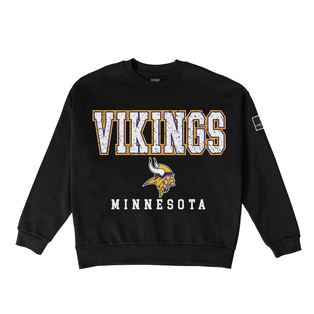 Minnesota Vikings Gameday Couture Women's Oversized Level Up Black Label Premium Fleece Sweatshirt - Black - NFL