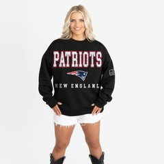 New England Patriots Gameday Couture Women's Oversized Level Up Black Label Premium Fleece Sweatshirt - Black - NFL