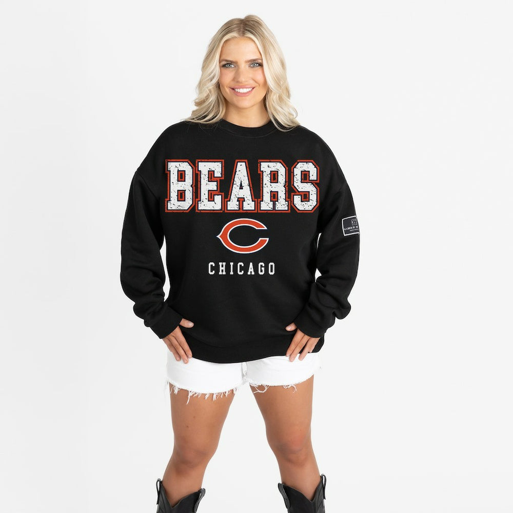 Chicago Bears Gameday Couture Women's Oversized Level Up Black Label Premium Fleece Sweatshirt - Black - NFL