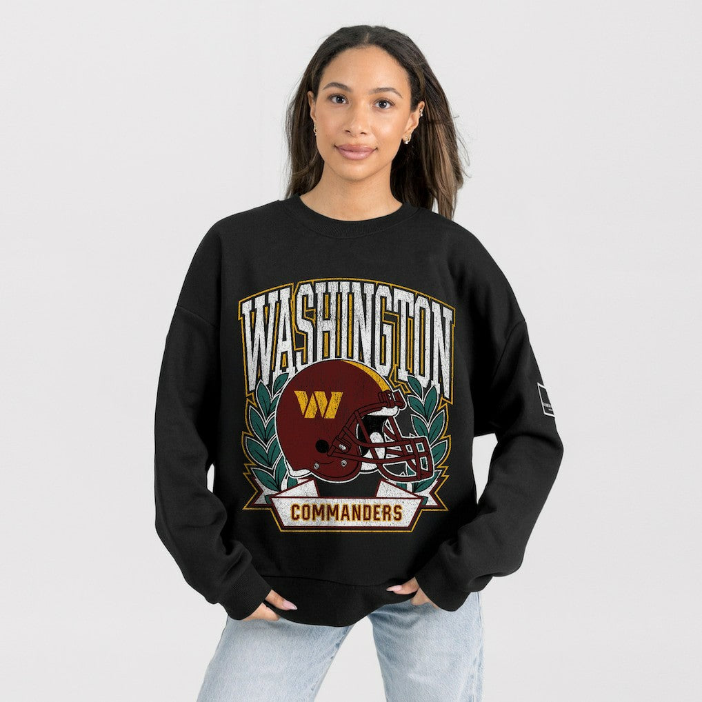 Washington Commanders Gameday Couture Women's Oversized Victory Lane Black Label Premium Fleece Sweatshirt - Black - NFL
