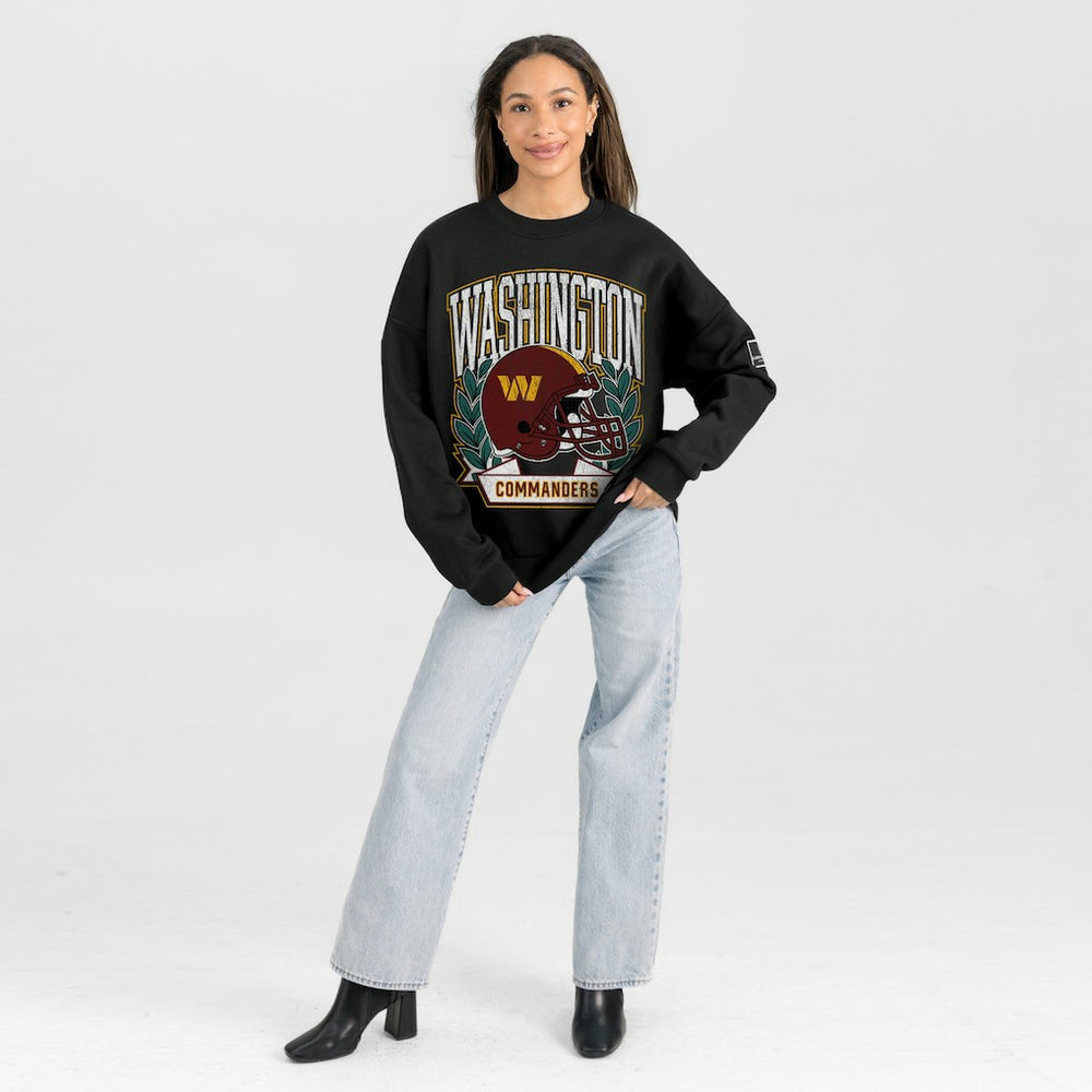 Washington Commanders Gameday Couture Women's Oversized Victory Lane Black Label Premium Fleece Sweatshirt - Black - NFL