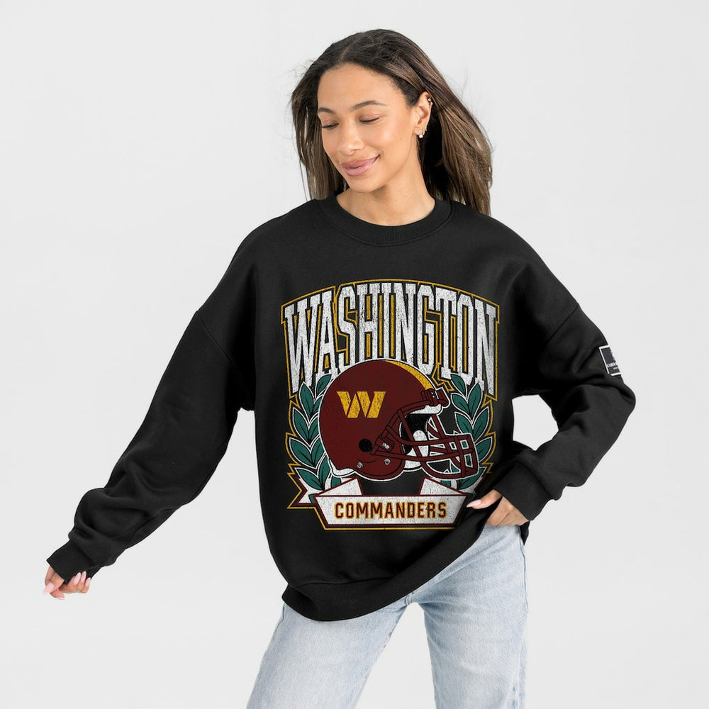 Washington Commanders Gameday Couture Women's Oversized Victory Lane Black Label Premium Fleece Sweatshirt - Black - NFL