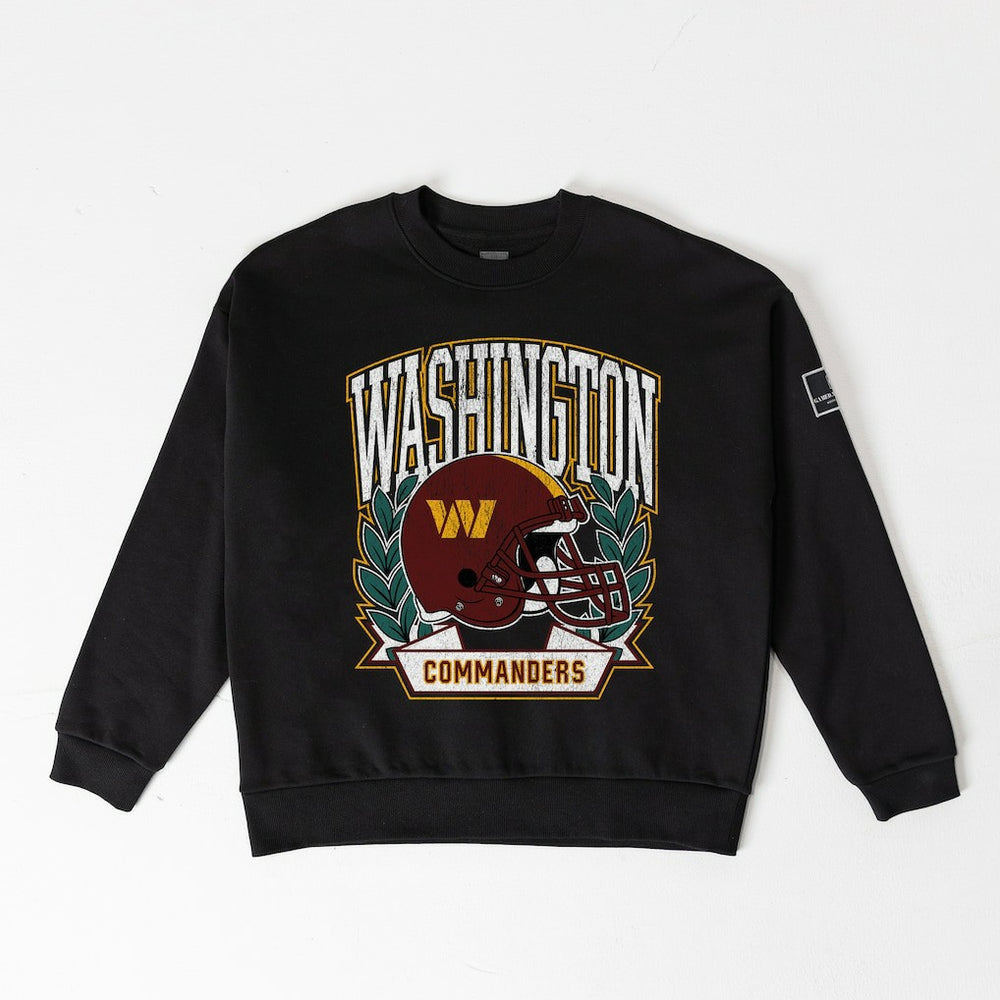 Washington Commanders Gameday Couture Women's Oversized Victory Lane Black Label Premium Fleece Sweatshirt - Black - NFL