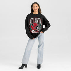 Atlanta Falcons Gameday Couture Women's Oversized Victory Lane Black Label Premium Fleece Sweatshirt - Black - NFL