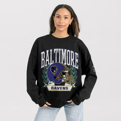 Baltimore Ravens Gameday Couture Women's Oversized Victory Lane Black Label Premium Fleece Sweatshirt - Black - NFL