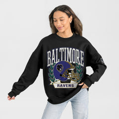 Baltimore Ravens Gameday Couture Women's Oversized Victory Lane Black Label Premium Fleece Sweatshirt - Black - NFL