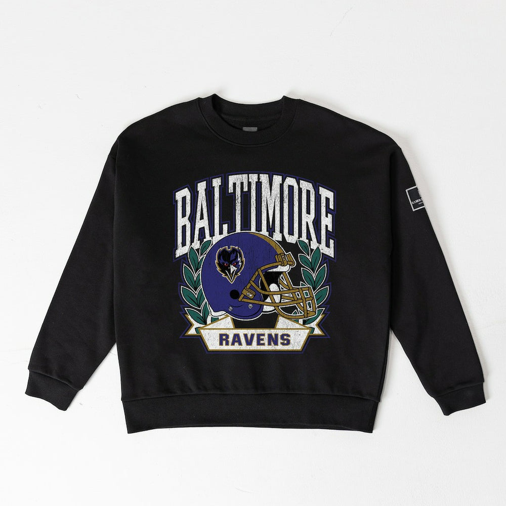 Baltimore Ravens Gameday Couture Women's Oversized Victory Lane Black Label Premium Fleece Sweatshirt - Black - NFL