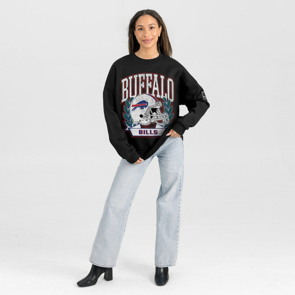 Buffalo Bills Gameday Couture Women's Oversized Victory Lane Black Label Premium Fleece Sweatshirt - Black - NFL