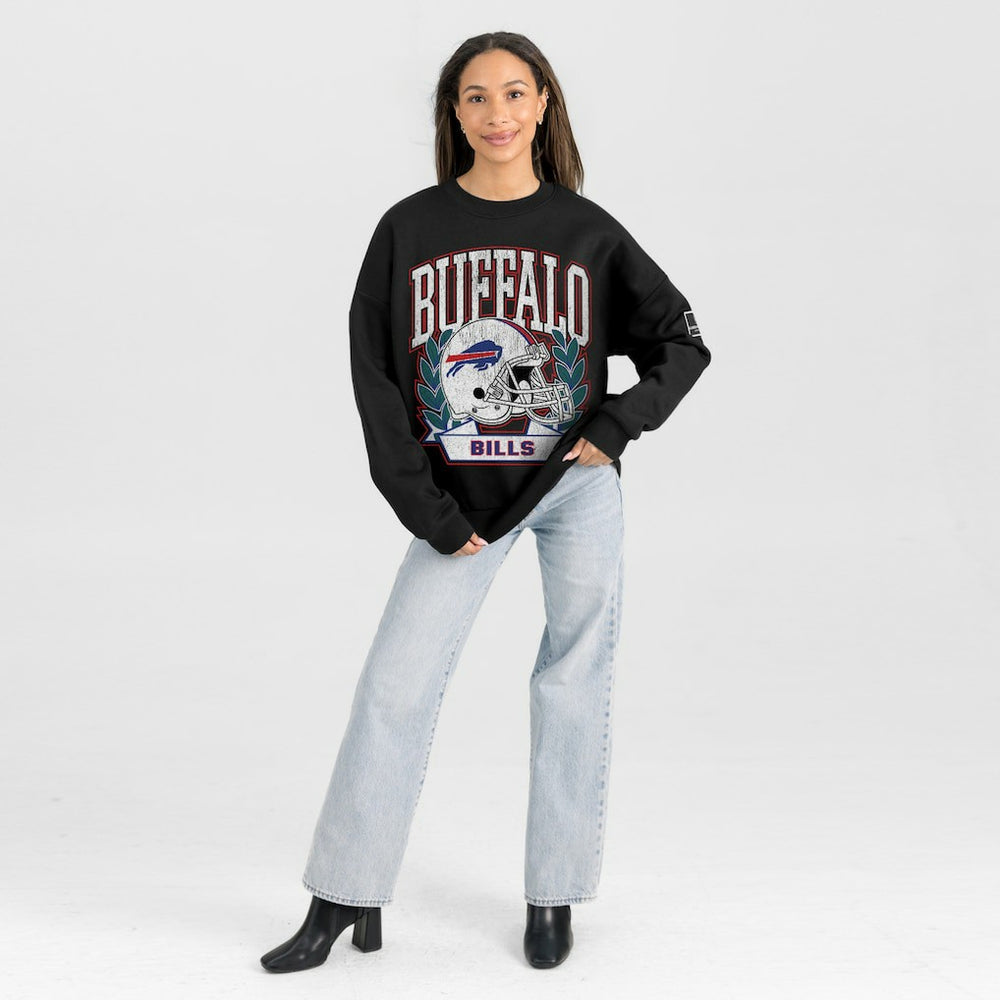 Buffalo Bills Gameday Couture Women's Oversized Victory Lane Black Label Premium Fleece Sweatshirt - Black - NFL
