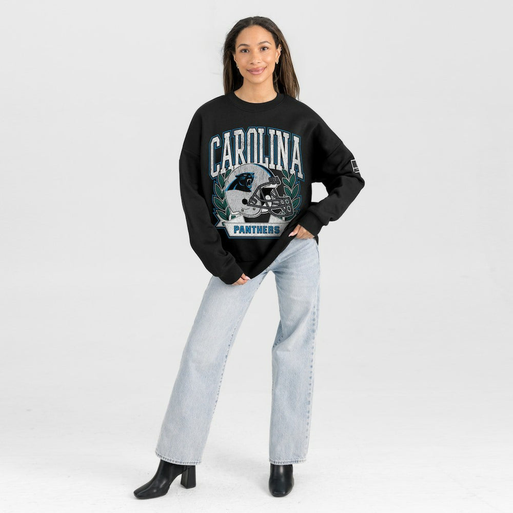 Carolina Panthers Gameday Couture Women's Oversized Victory Lane Black Label Premium Fleece Sweatshirt - Black - NFL