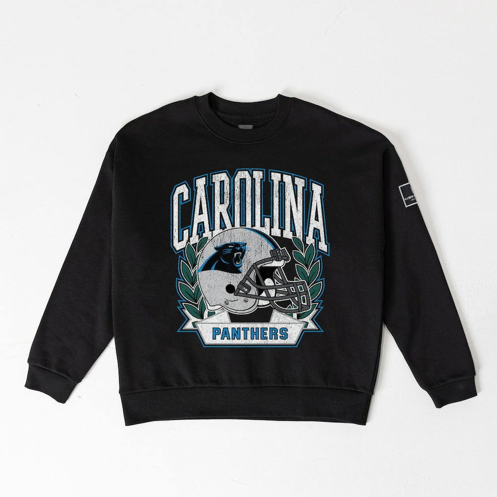 Carolina Panthers Gameday Couture Women's Oversized Victory Lane Black Label Premium Fleece Sweatshirt - Black - NFL