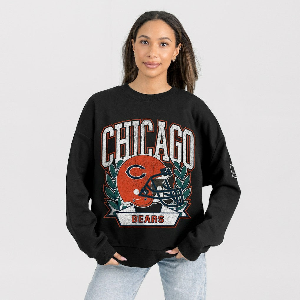 Chicago Bears Gameday Couture Women's Oversized Victory Lane Black Label Premium Fleece Sweatshirt - Black - NFL