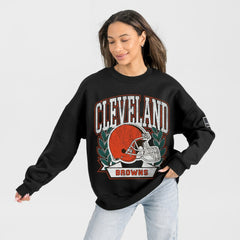 Cleveland Browns Gameday Couture Women's Oversized Victory Lane Black Label Premium Fleece Sweatshirt - Black - NFL