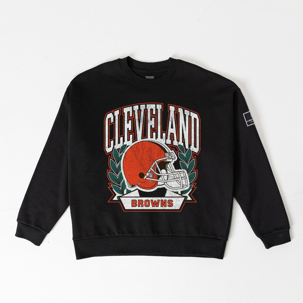 Cleveland Browns Gameday Couture Women's Oversized Victory Lane Black Label Premium Fleece Sweatshirt - Black - NFL