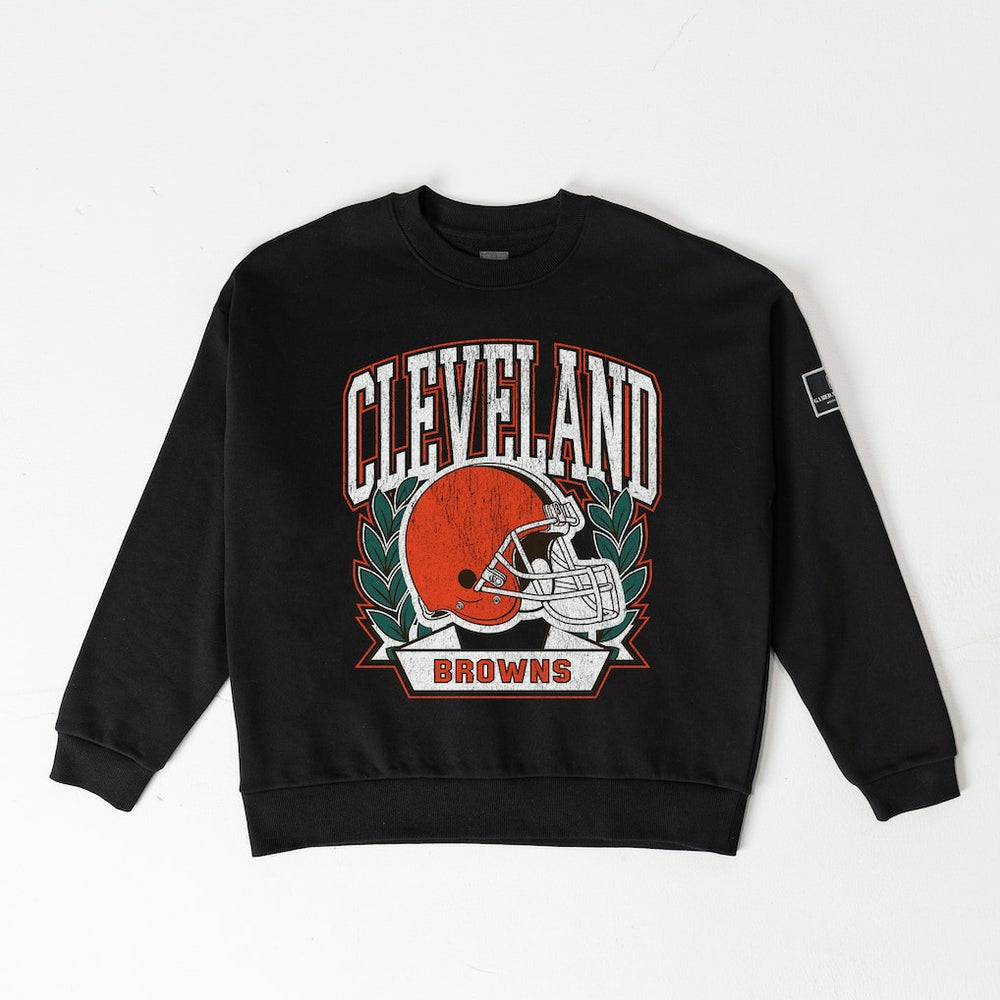 Cleveland Browns Gameday Couture Women's Oversized Victory Lane Black Label Premium Fleece Sweatshirt - Black - NFL