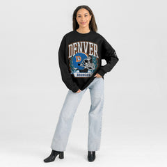 Denver Broncos Gameday Couture Women's Oversized Victory Lane Black Label Premium Fleece Sweatshirt - Black - NFL