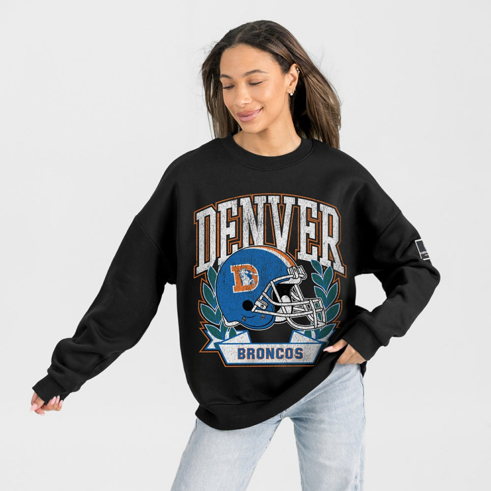 Denver Broncos Gameday Couture Women's Oversized Victory Lane Black Label Premium Fleece Sweatshirt - Black - NFL