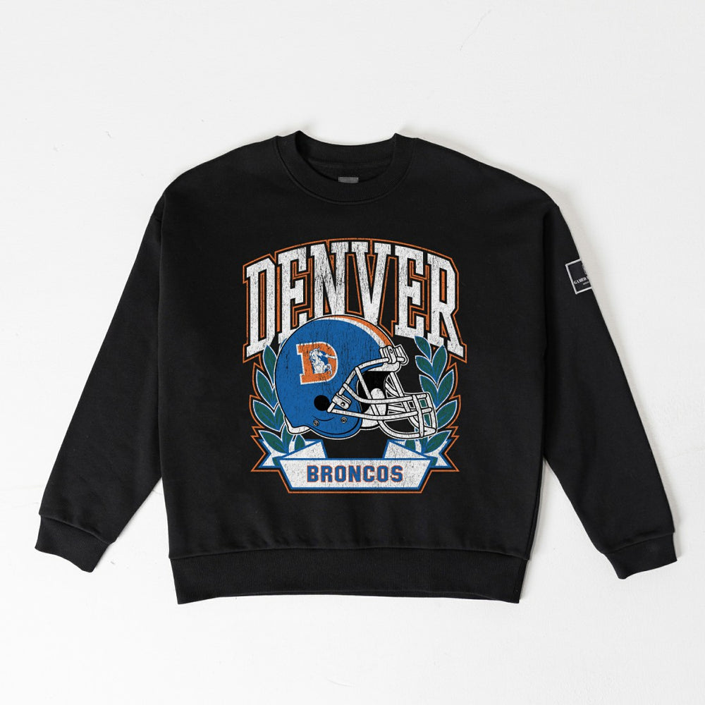 Denver Broncos Gameday Couture Women's Oversized Victory Lane Black Label Premium Fleece Sweatshirt - Black - NFL