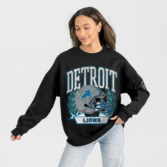 Detroit Lions Gameday Couture Women's Oversized Victory Lane Black Label Premium Fleece Sweatshirt - Black - NFL