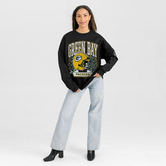 Green Bay Packers Gameday Couture Women's Oversized Victory Lane Black Label Premium Fleece Sweatshirt - Black - NFL