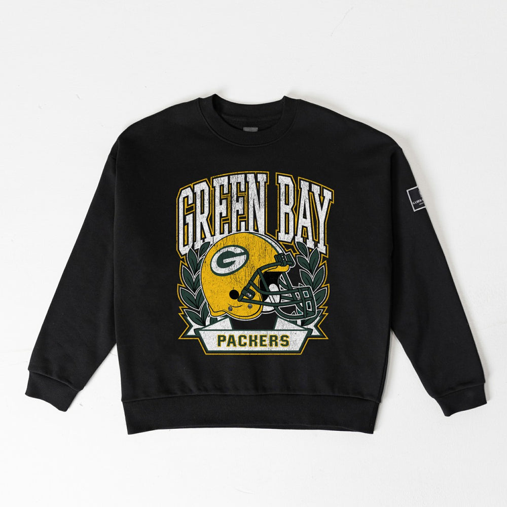 Green Bay Packers Gameday Couture Women's Oversized Victory Lane Black Label Premium Fleece Sweatshirt - Black - NFL