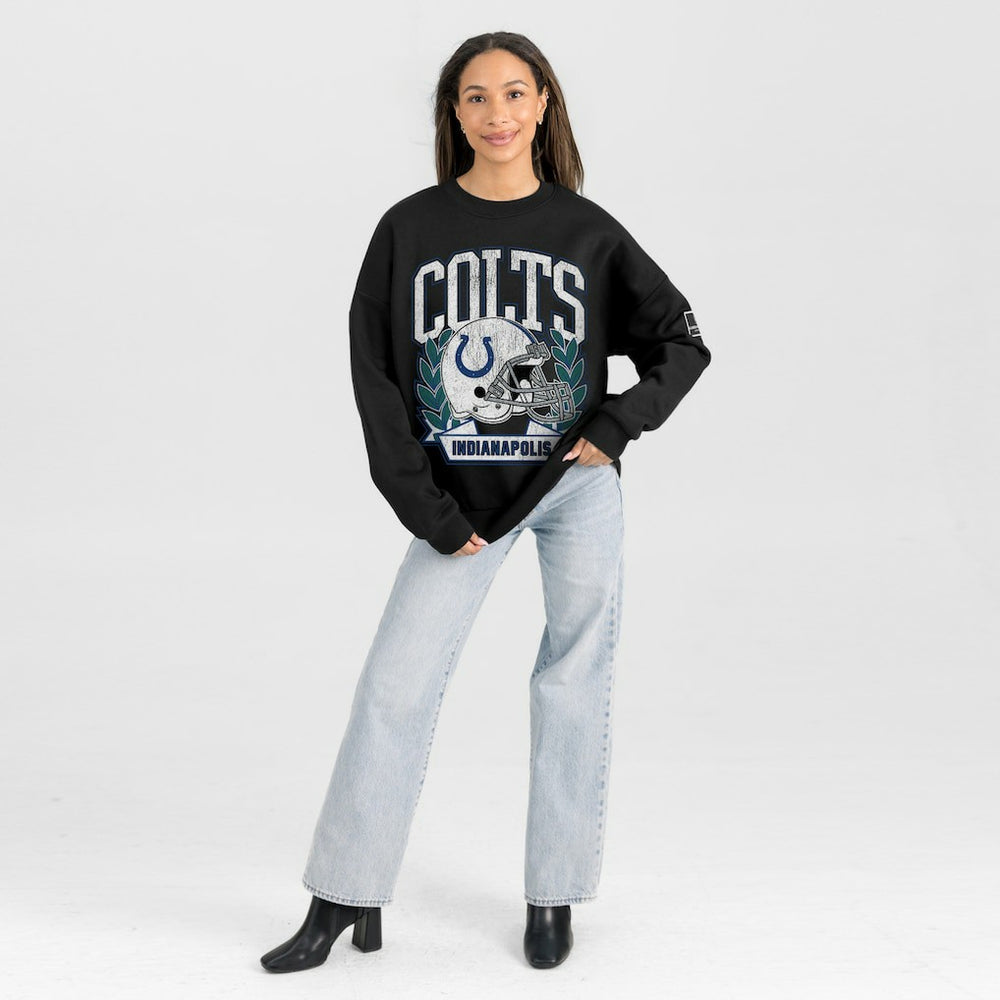 Indianapolis Colts Gameday Couture Women's Oversized Victory Lane Black Label Premium Fleece Sweatshirt - Black - NFL