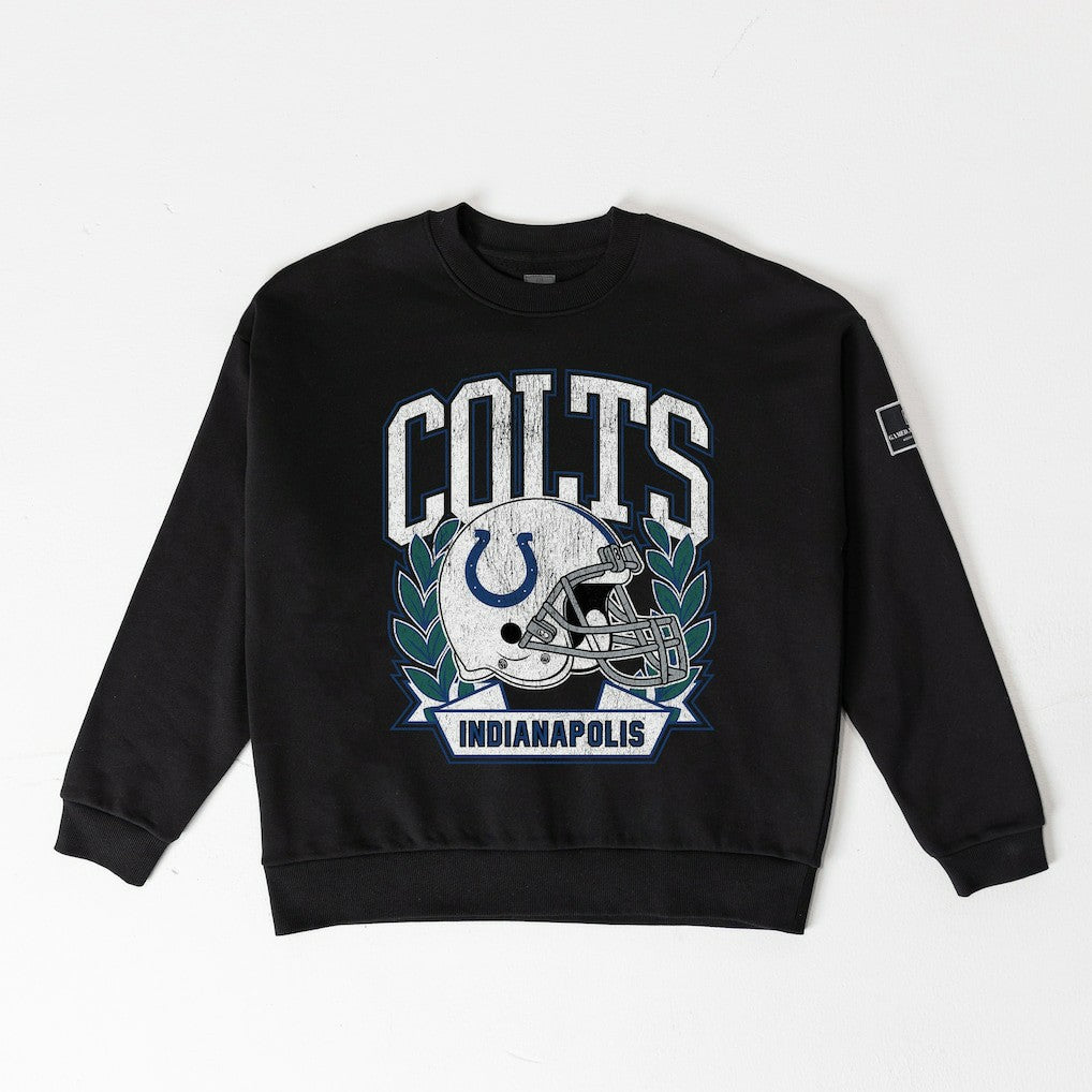 Indianapolis Colts Gameday Couture Women's Oversized Victory Lane Black Label Premium Fleece Sweatshirt - Black - NFL