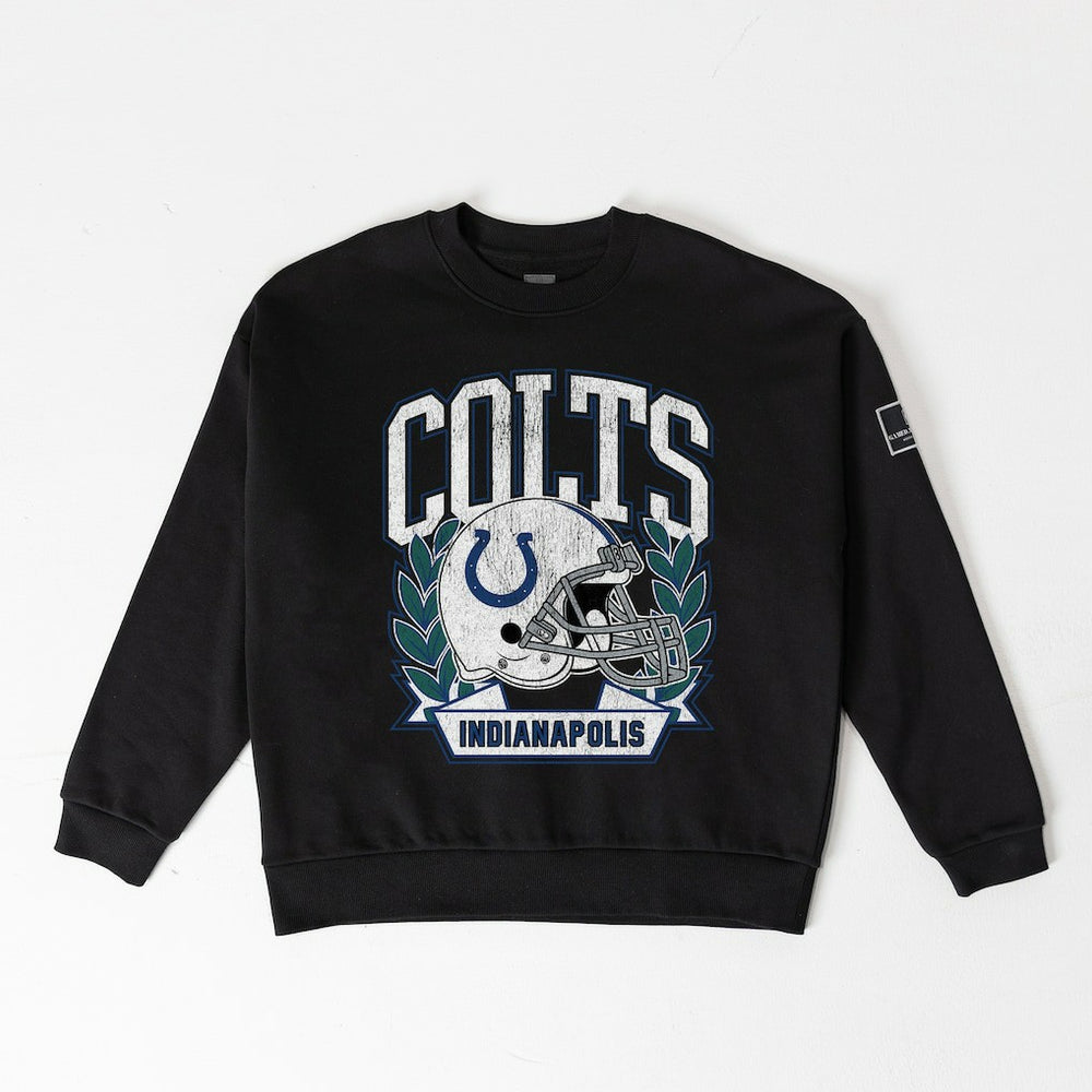 Indianapolis Colts Gameday Couture Women's Oversized Victory Lane Black Label Premium Fleece Sweatshirt - Black - NFL