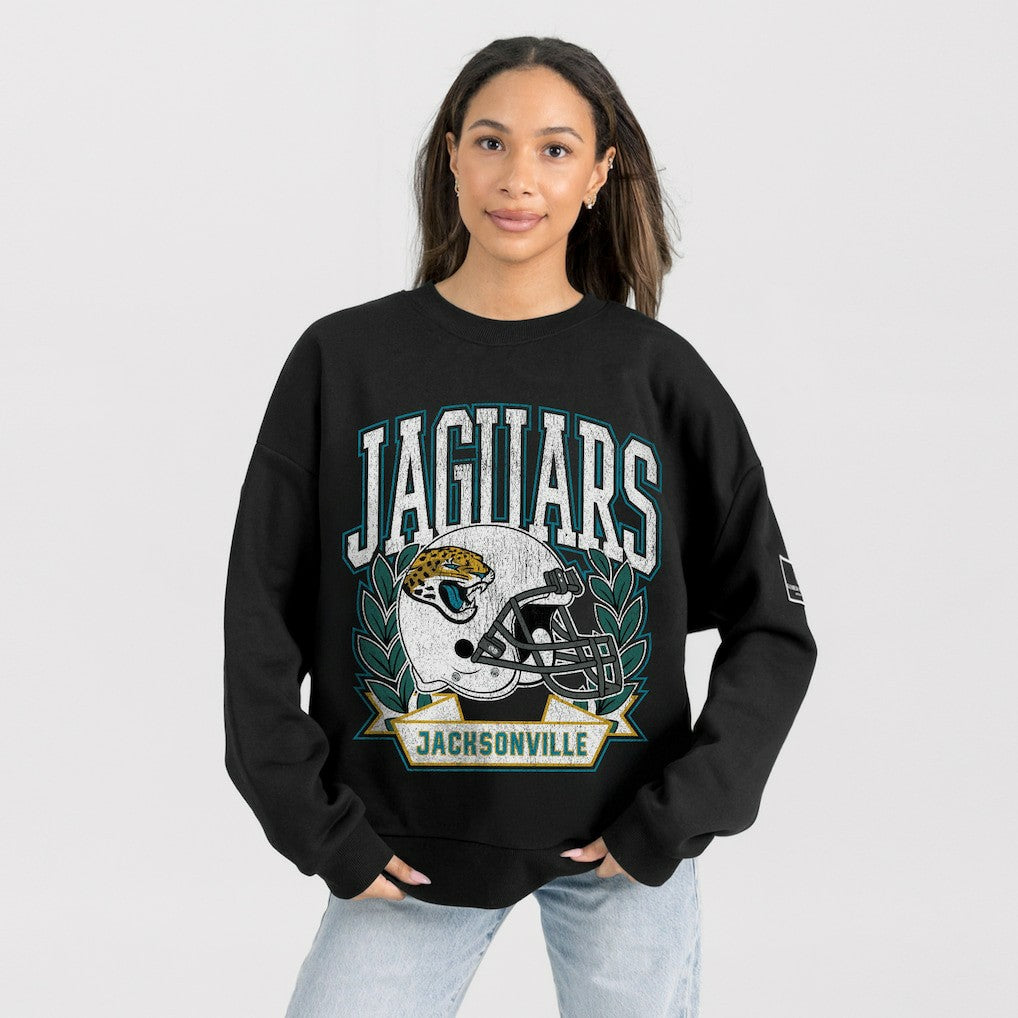 Jacksonville Jaguars Gameday Couture Women's Oversized Victory Lane Black Label Premium Fleece Sweatshirt - Black - NFL