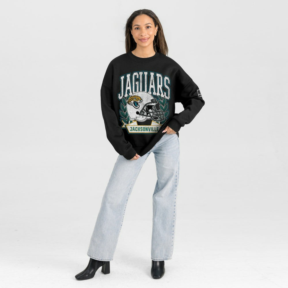 Jacksonville Jaguars Gameday Couture Women's Oversized Victory Lane Black Label Premium Fleece Sweatshirt - Black - NFL